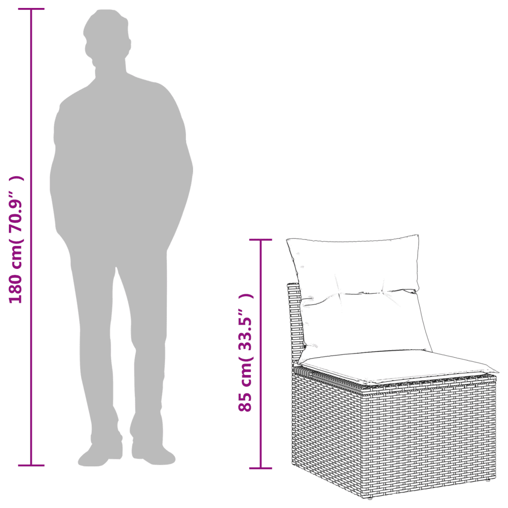 vidaXL 10-dijelni set vrtnih sofa od poliratana s jastucima sivi