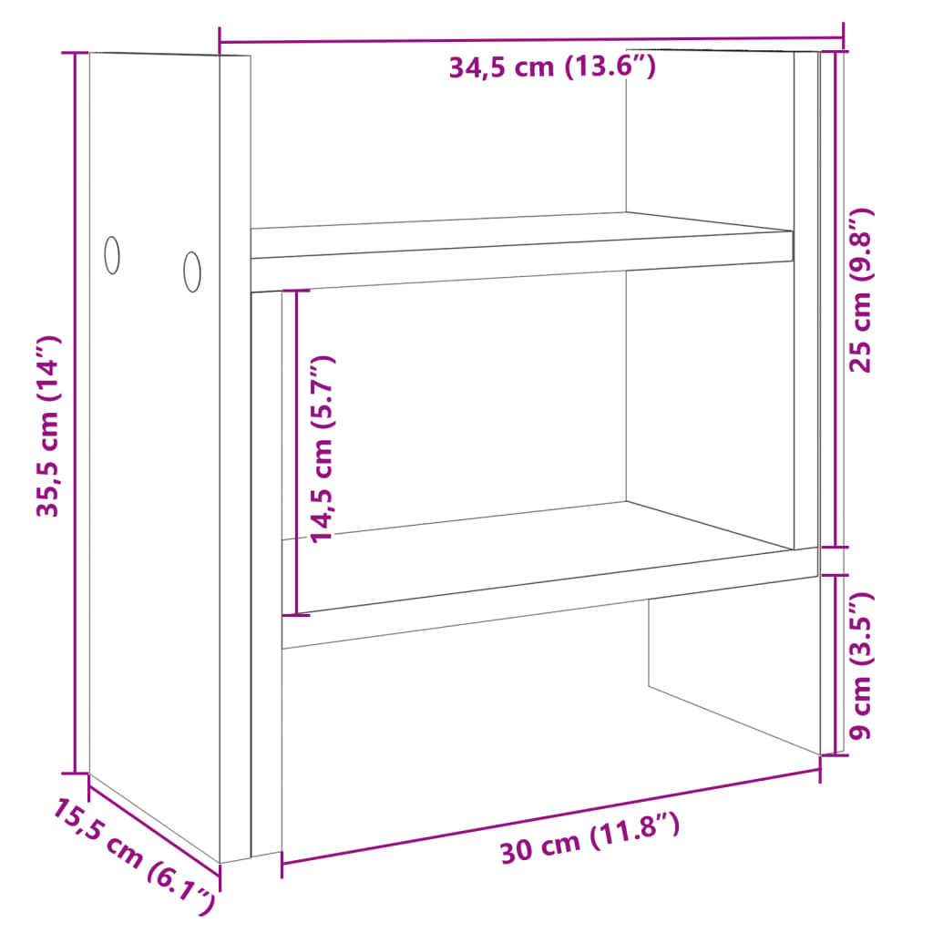 vidaXL Organizator za stol crni 34,5x15,5x35,5 cm konstruirano drvo