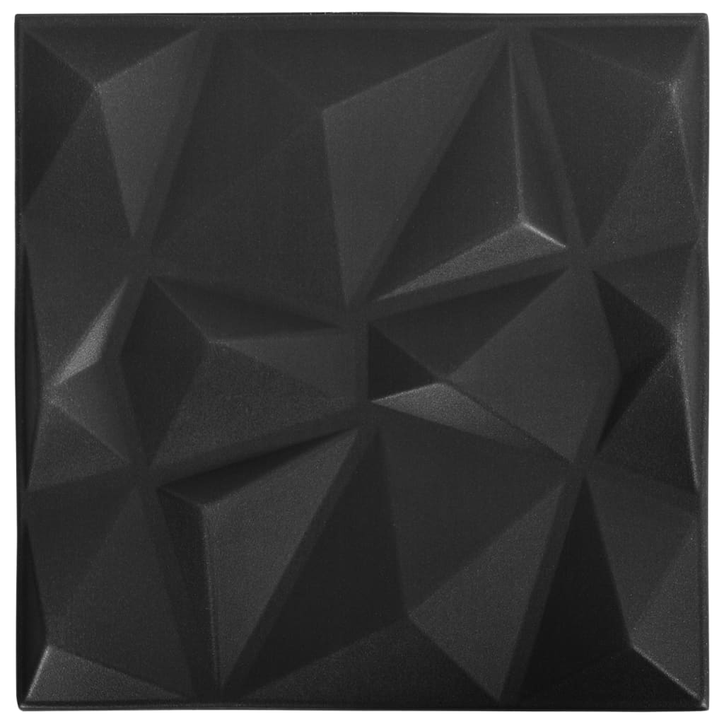 vidaXL 3D zidni paneli 48 kom 50 x 50 cm dijamantno crni 12 m²