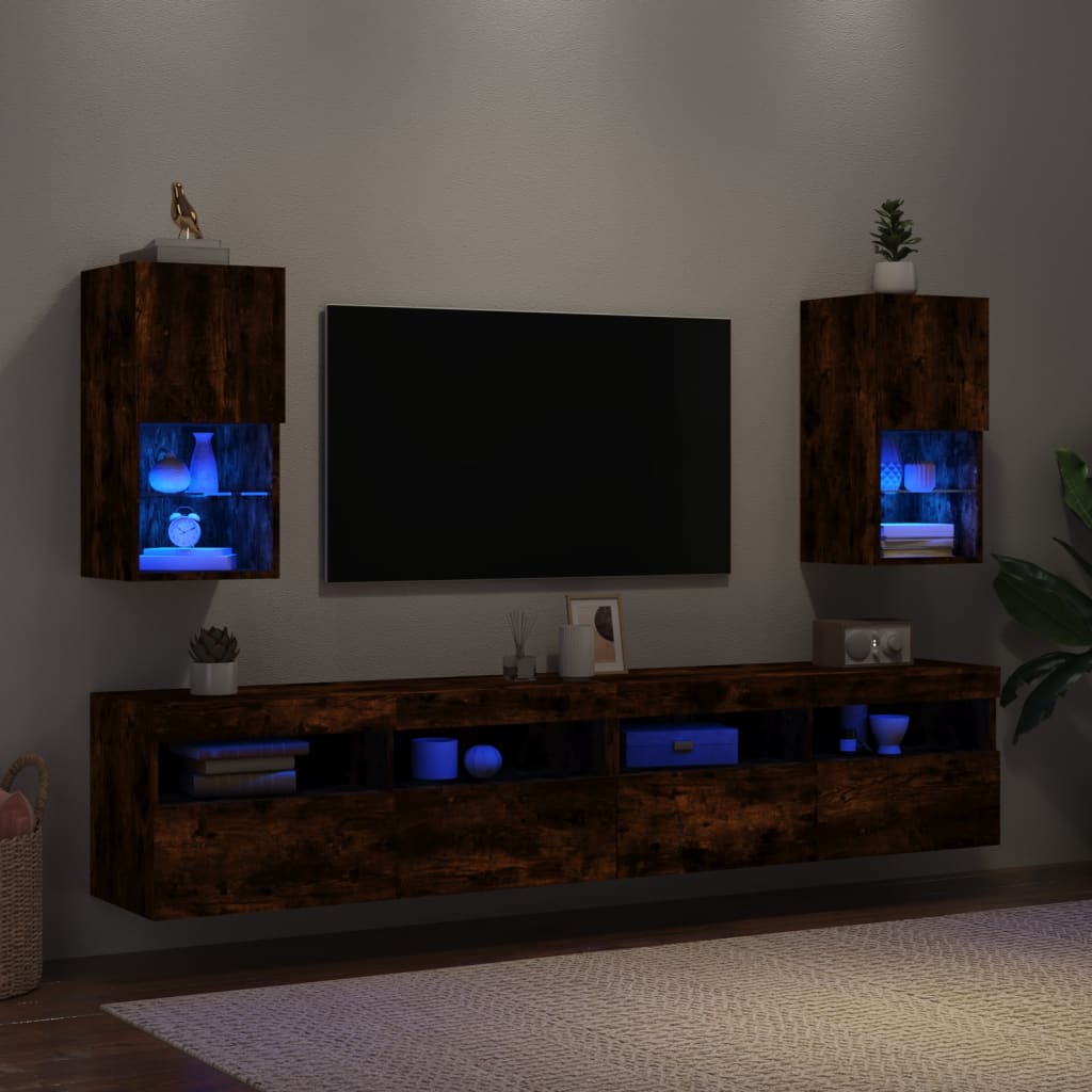 vidaXL TV ormarići s LED svjetlima 2 kom boja hrasta 30,5x30x60 cm