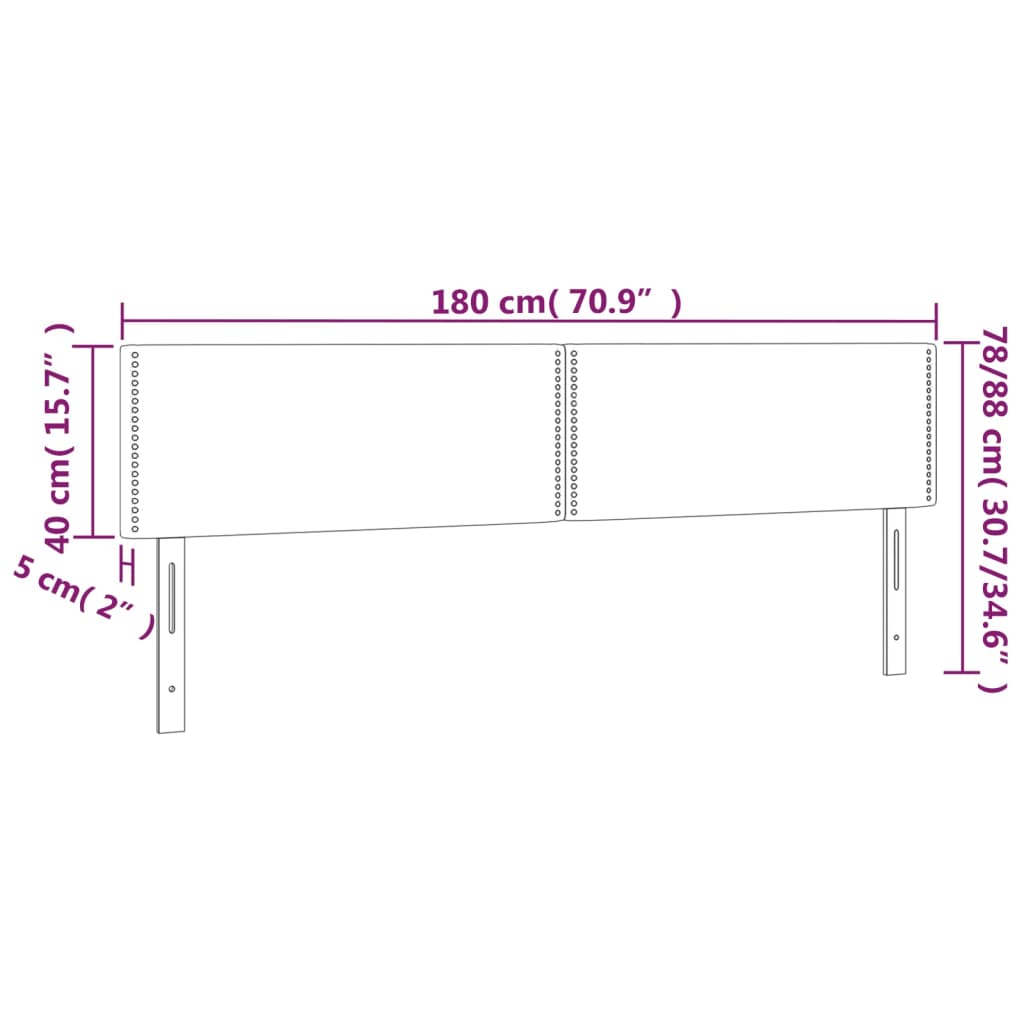 vidaXL LED uzglavlje crno 180x5x78/88 cm od tkanine