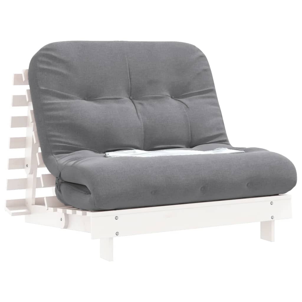 vidaXL Futon na razvlačenje s madracem bijeli 100x206x11 cm borovina