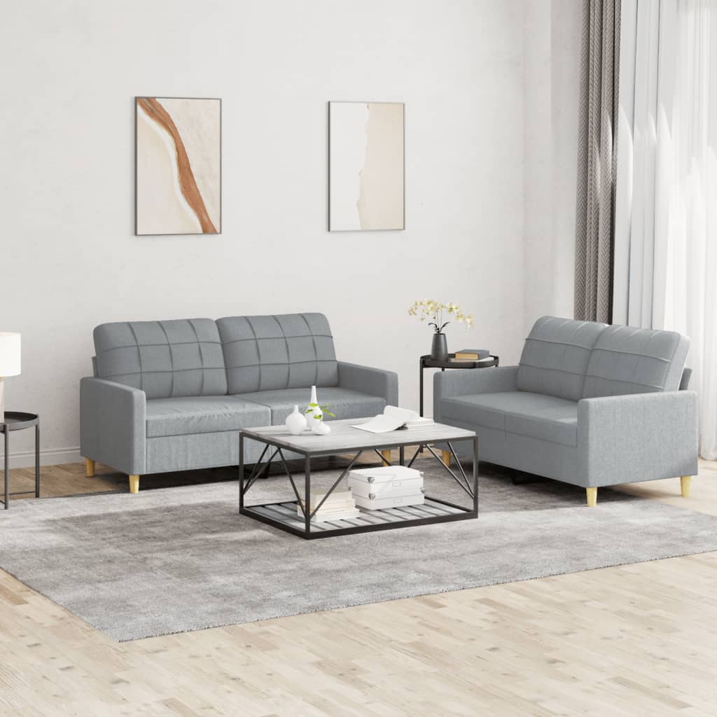 vidaXL 2-dijelni set sofa s jastucima svjetlosivi od tkanine