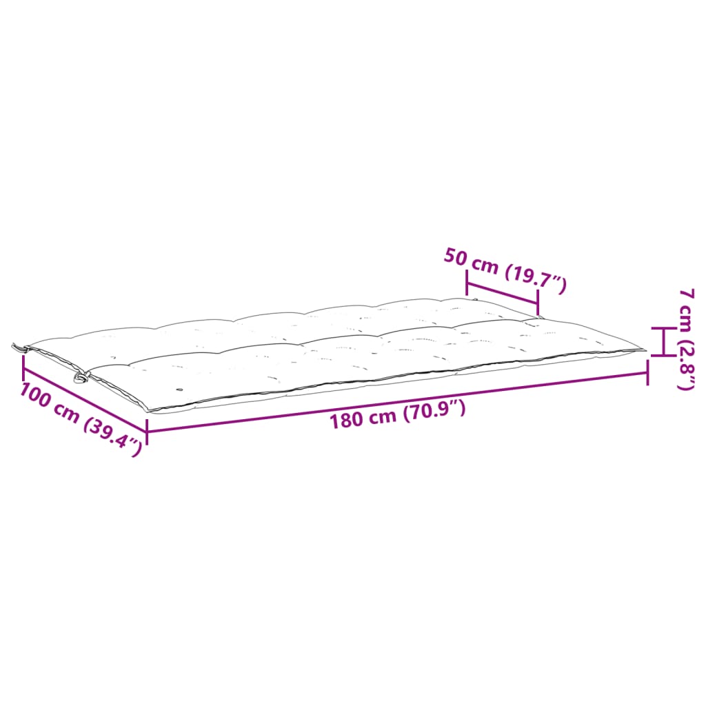 vidaXL Jastuk za vrtnu klupu svjetloplavi 180x(50+50)x7 cm od tkanine