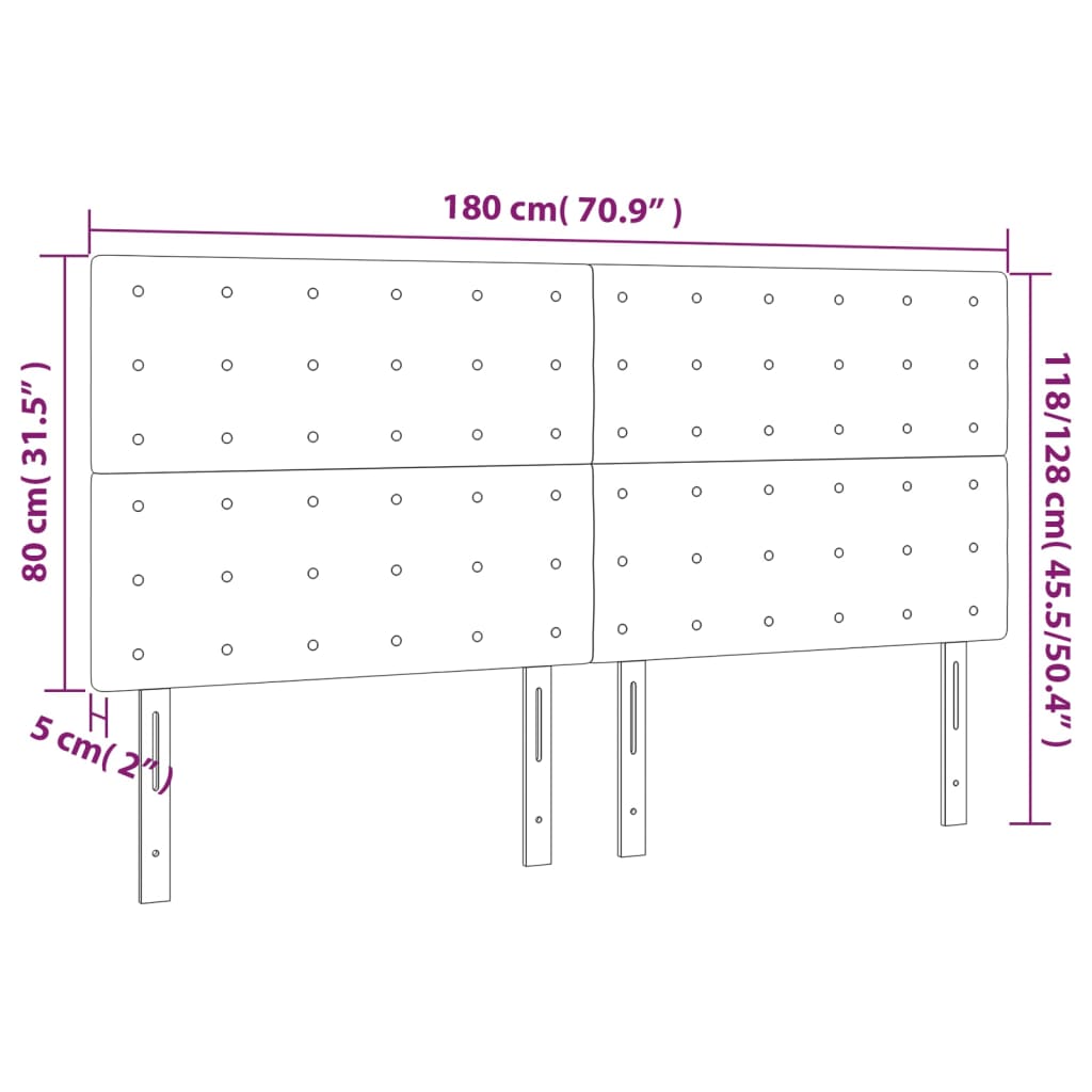 vidaXL Uzglavlja 4 kom boja cappuccina 90x5x78/88 cm od umjetne kože