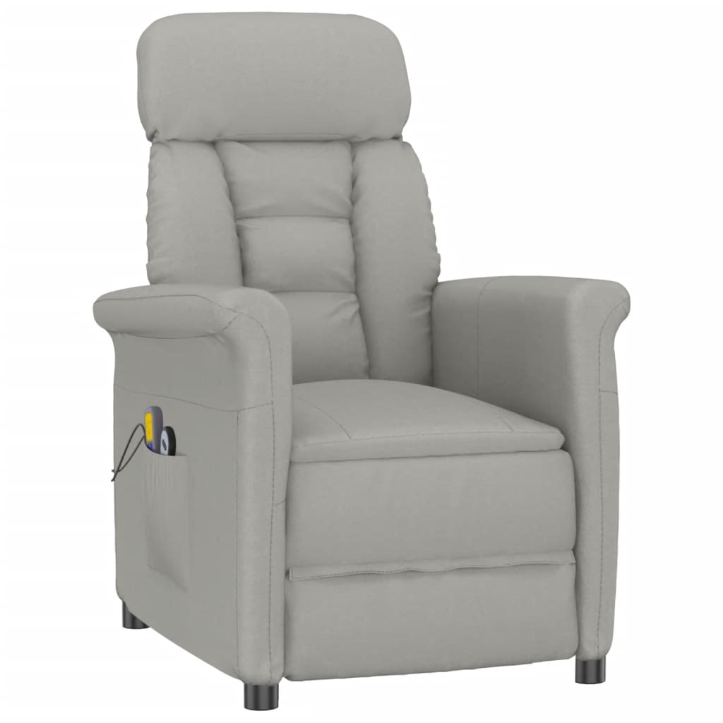 vidaXL Električna masažna fotelja od umjetne brušene kože svjetlosiva
