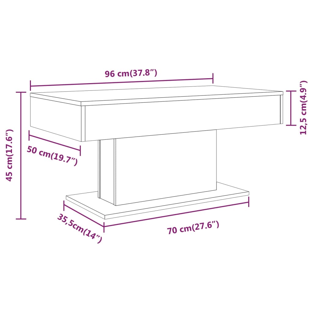 vidaXL Stolić za kavu dimljeni hrast 96 x 50 x 45 cm konstruirano drvo