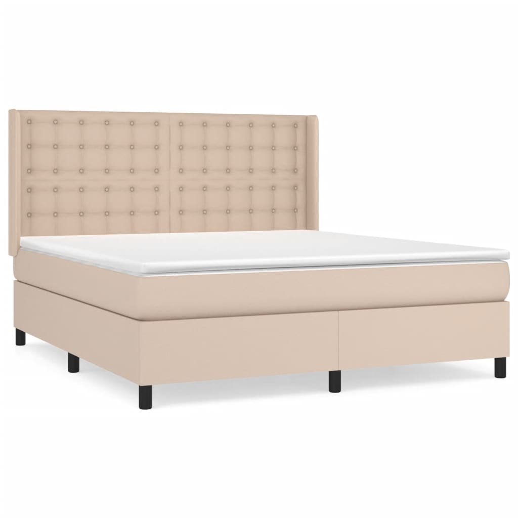 vidaXL Krevet box spring s madracem cappuccino 180x200 cm umjetna koža