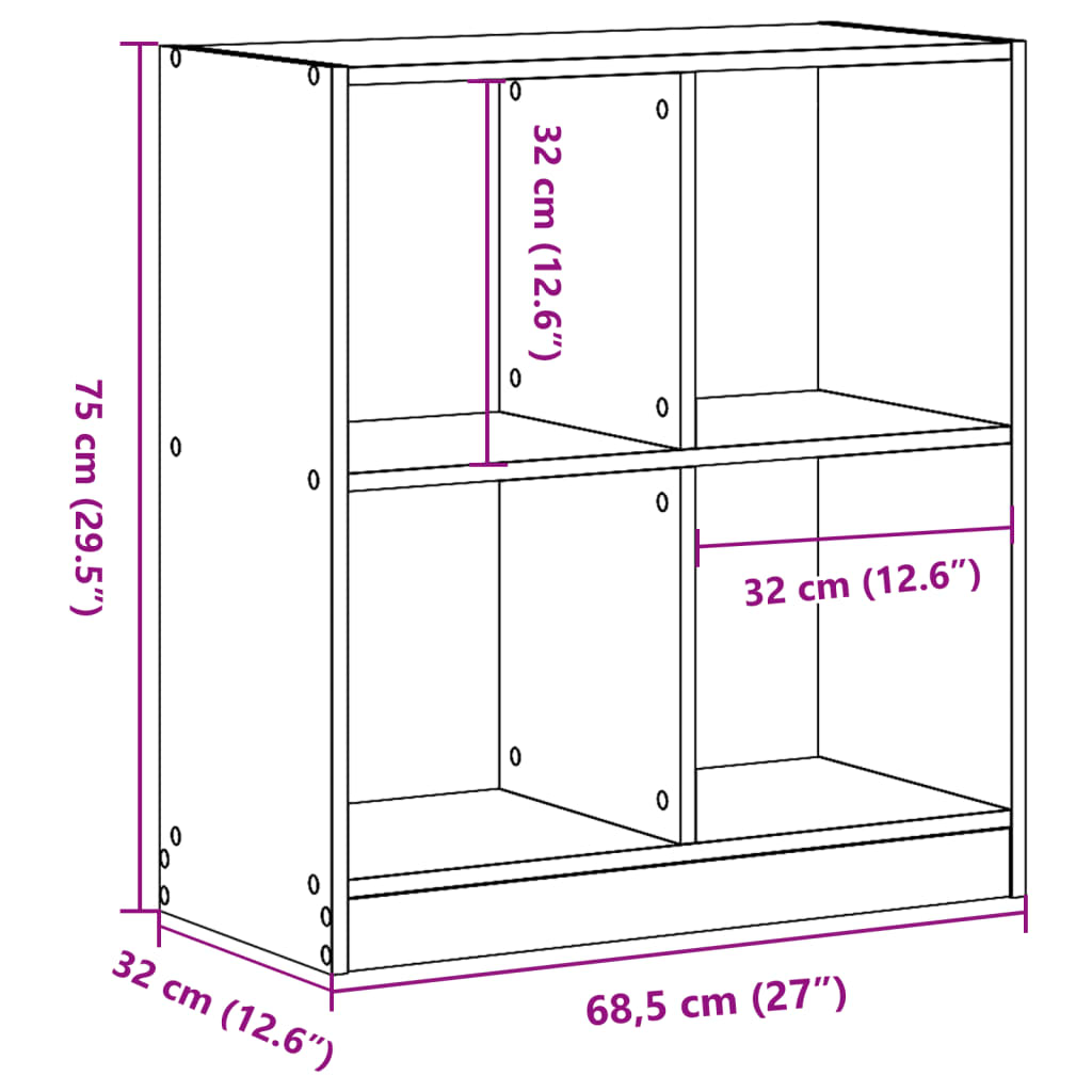 vidaXL Regal za knjige boja betona 68,5x32x75 cm konstruirano drvo