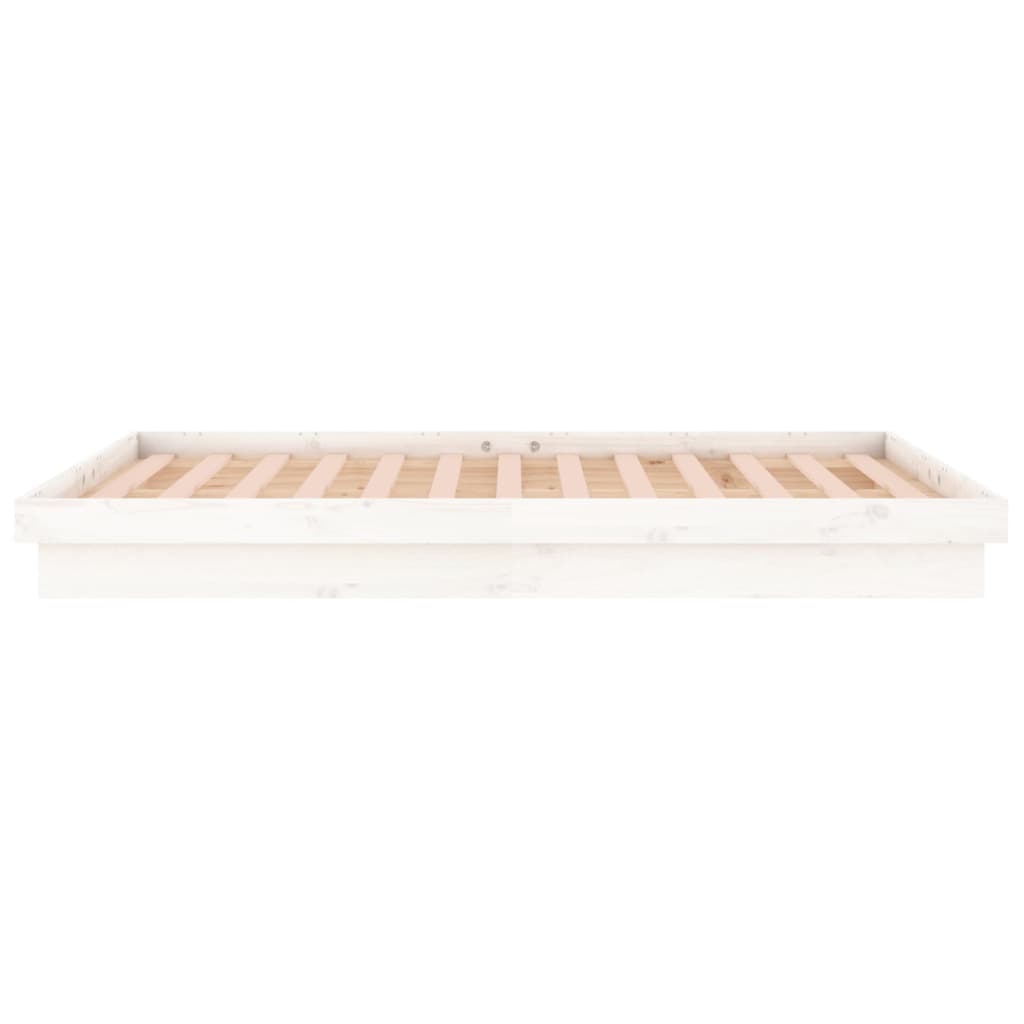 vidaXL LED okvir za krevet bijeli 200 x 200 cm od masivnog drva