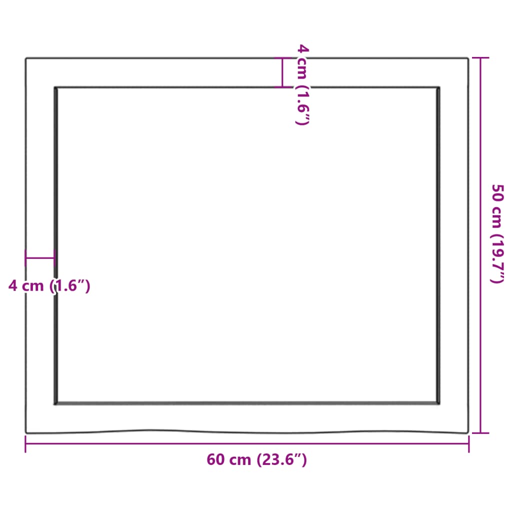 vidaXL Kupaonska radna ploča 60x50x(2-4) cm netretirano masivno drvo