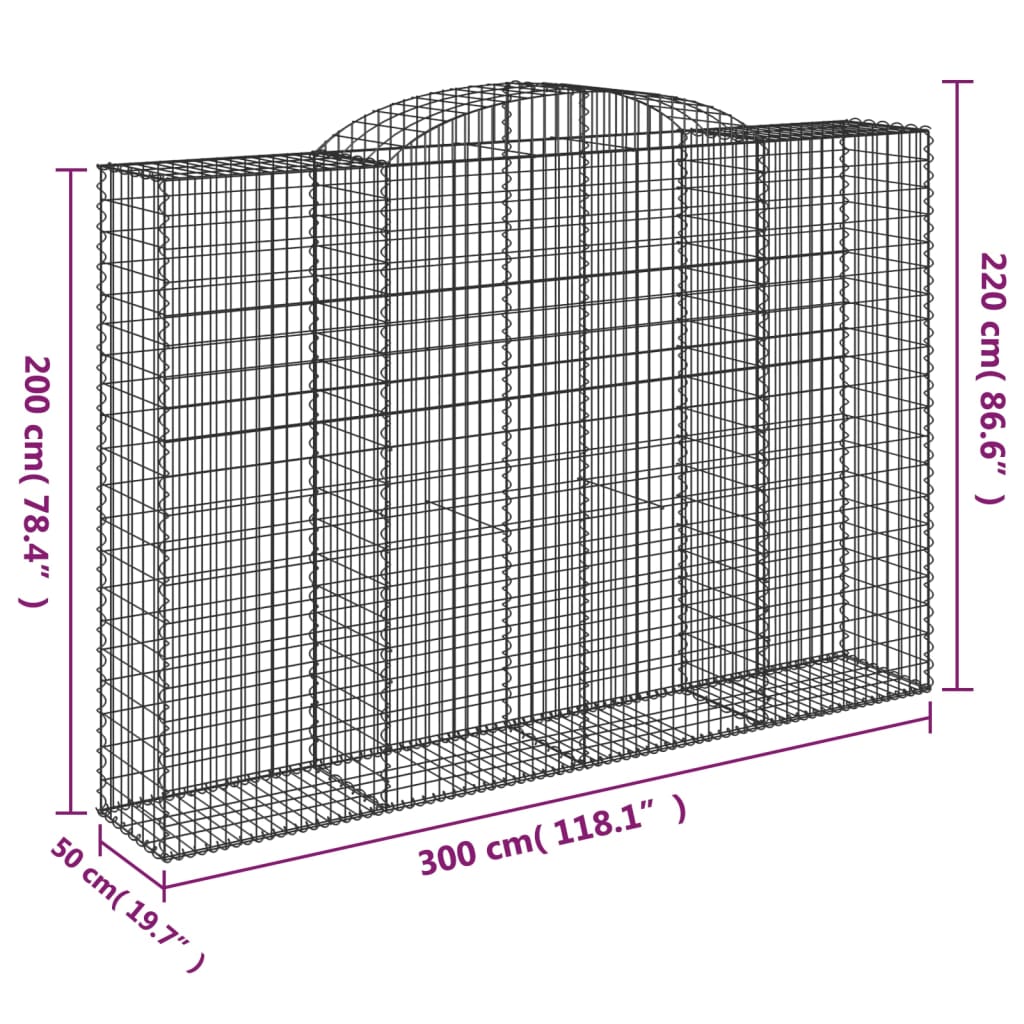 vidaXL Lučne gabionske košare 9 kom 300x50x200/220cm pocinčano željezo