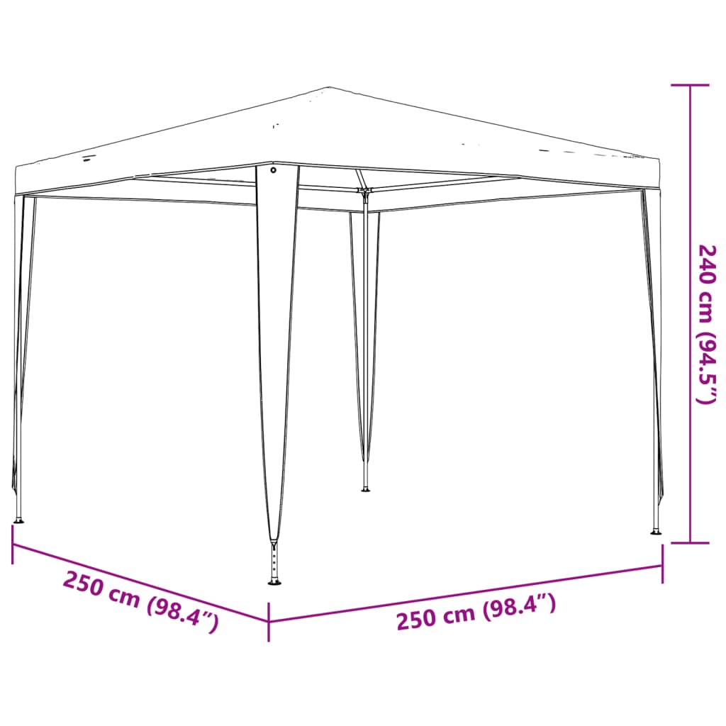 vidaXL Profesionalni šator za zabave 2,5 x 2,5 m zeleni 90 g/m²