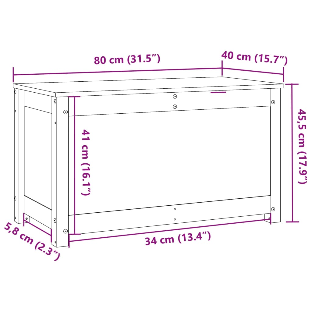 vidaXL Kutija za pohranu boja meda 80x40x45,5 cm od masivne borovine