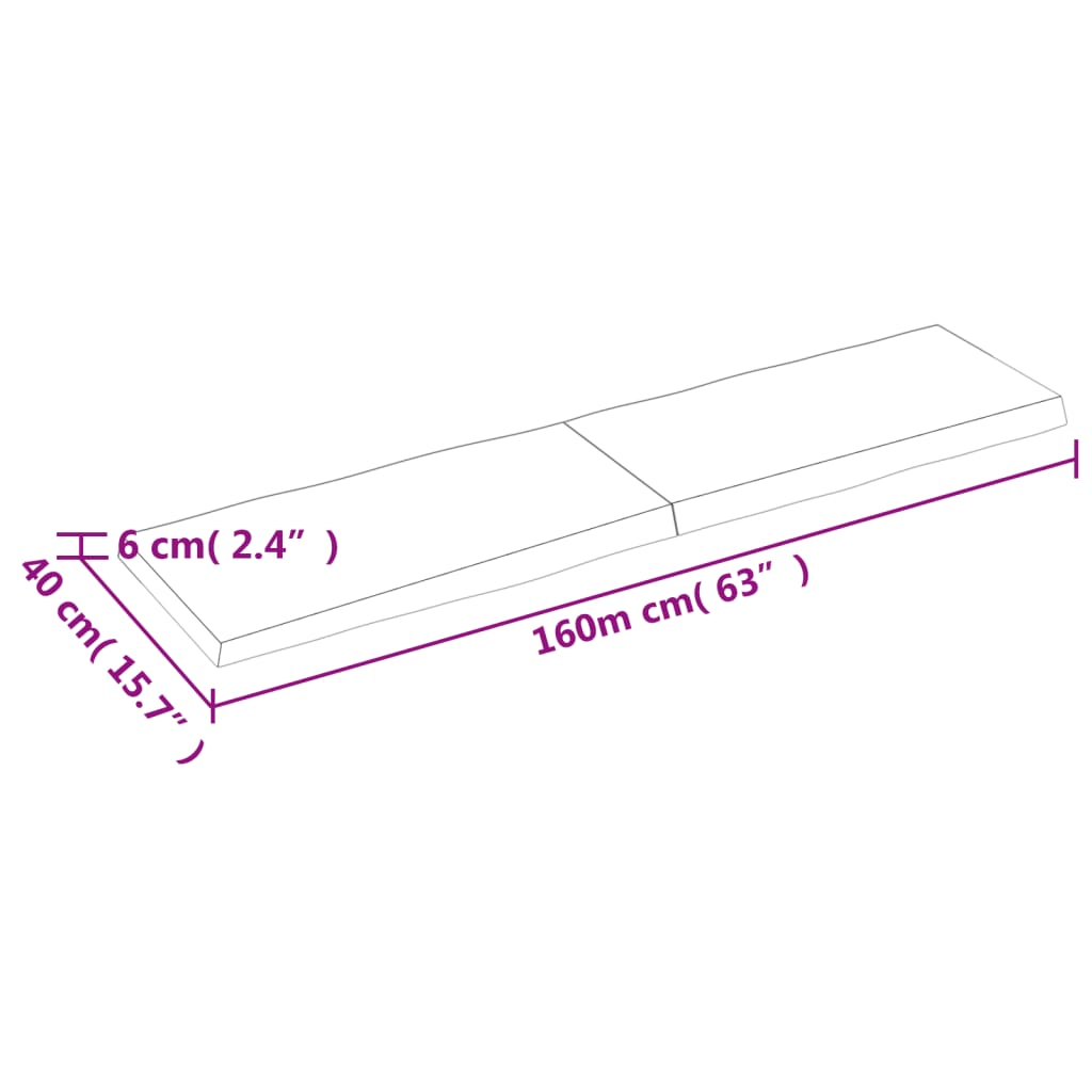 vidaXL Stolna ploča tamnosmeđa 160x40x(2-6) cm obrađena hrastovina