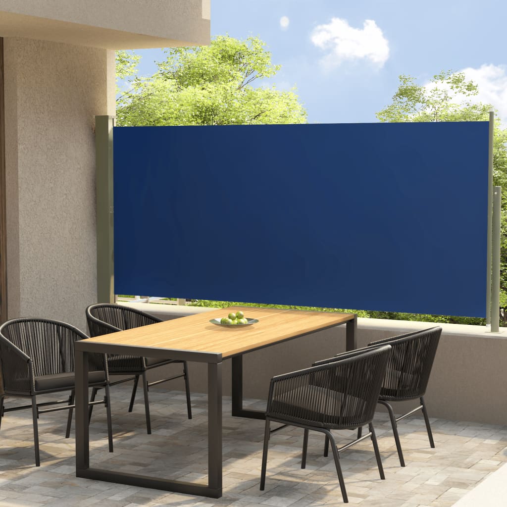 vidaXL Uvlačiva bočna tenda za terasu 140 x 300 cm plava