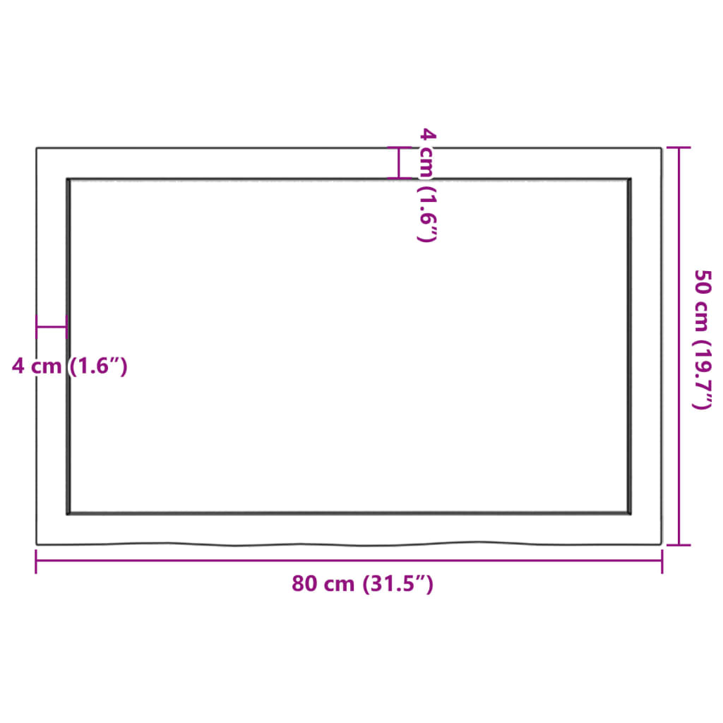 vidaXL Kupaonska radna ploča svjetlosmeđa 80x50x(2-4) cm masivno drvo