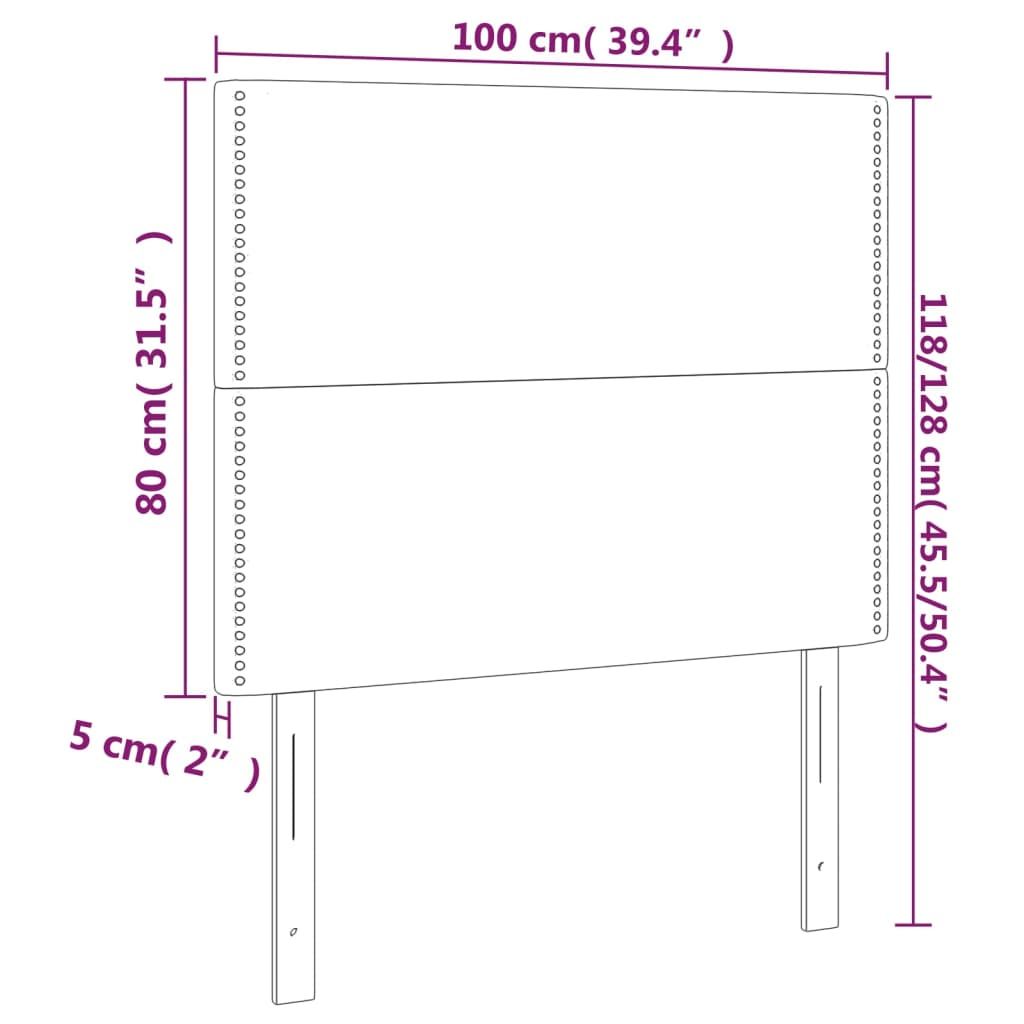 vidaXL Uzglavlja 2 kom smeđesiva 100x5x78/88 cm od tkanine