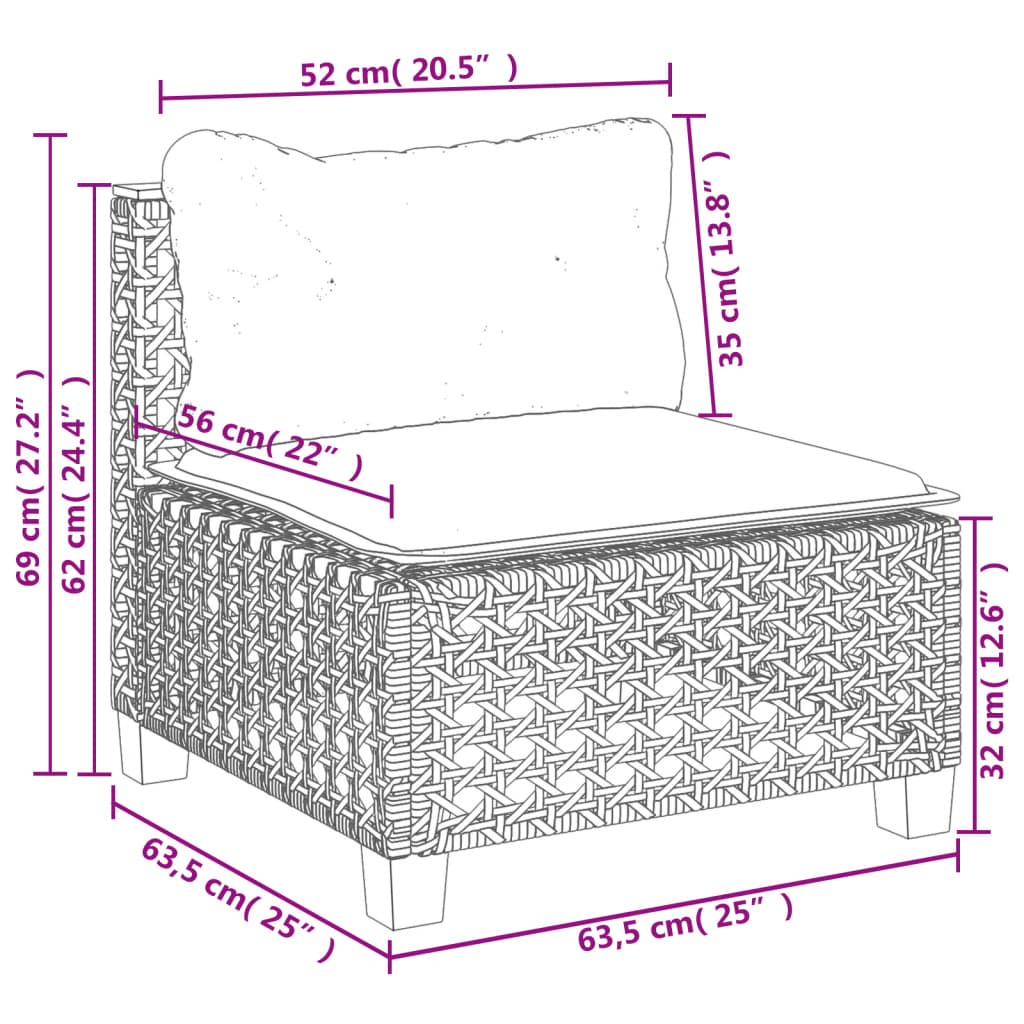 vidaXL 11-dijelni set vrtnih sofa od poliratana s jastucima crni