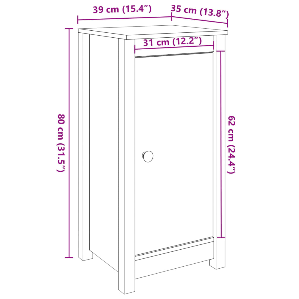 vidaXL Komode 2 kom bijela 39x35x80 cm od masivne borovine