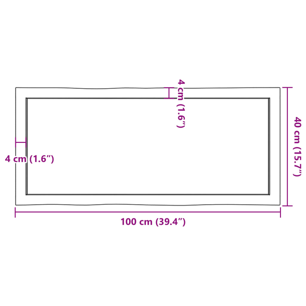 vidaXL Stolna ploča svjetlosmeđa 100x40x(2-6) cm obrađena hrastovina