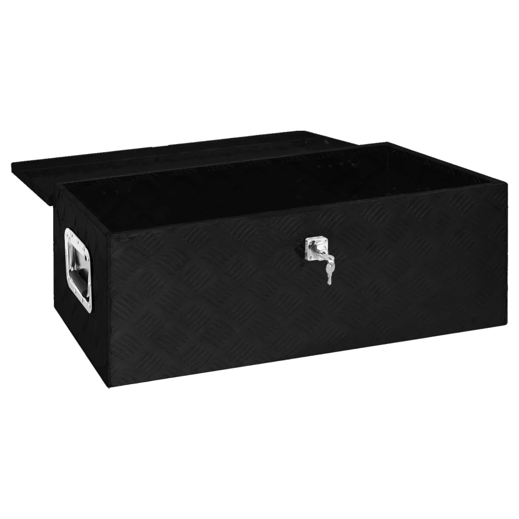 vidaXL Kutija za pohranu crna 90 x 47 x 33,5 cm aluminijska