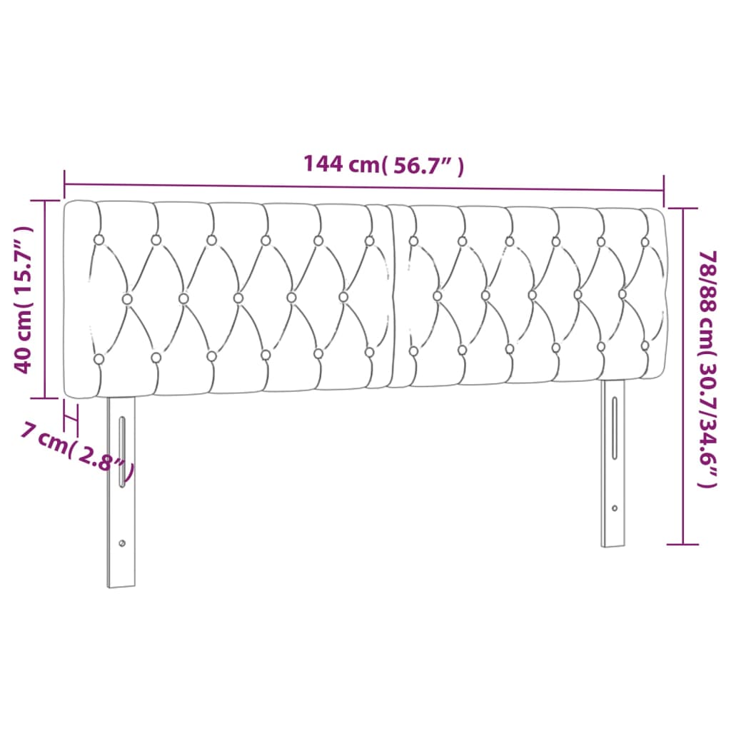 vidaXL LED uzglavlje tamnosmeđe 144 x 7 x 78/88 cm od tkanine