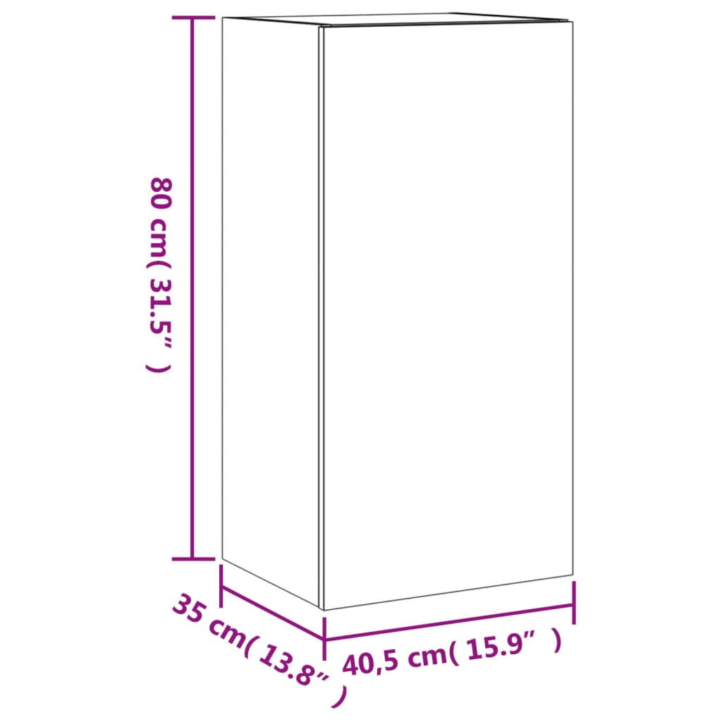 vidaXL Zidni TV ormarić s LED svjetlima crni 40,5x35x80 cm