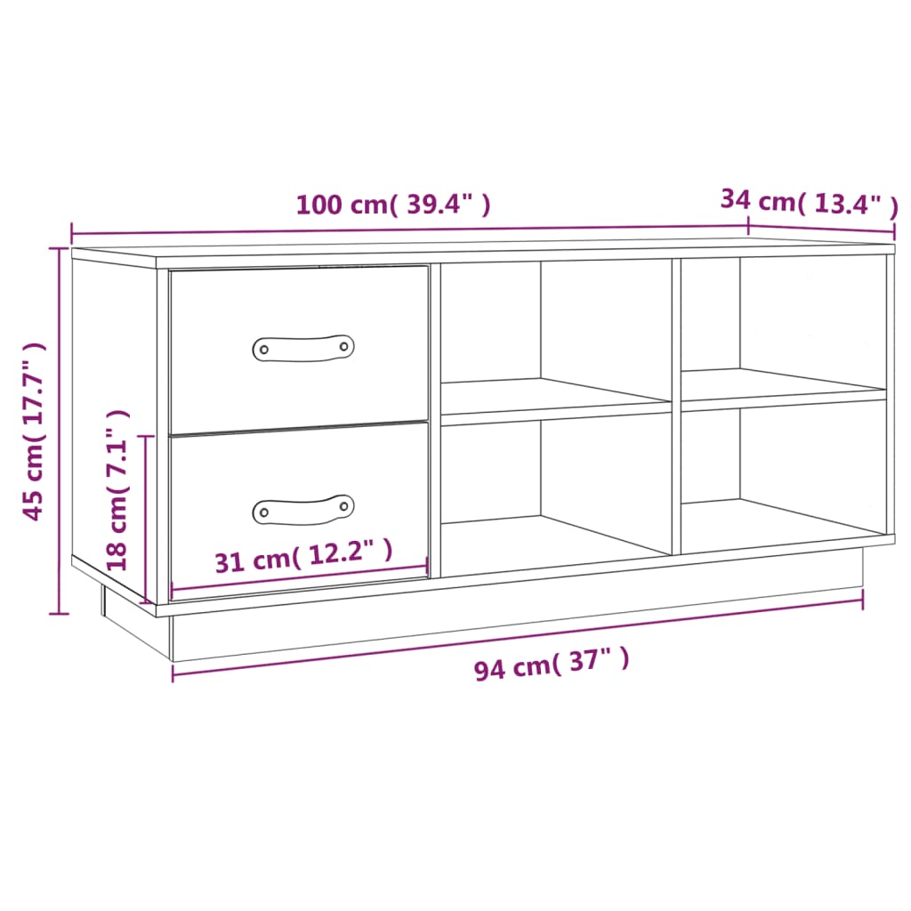 vidaXL Klupa za cipele bijela 100 x 34x 45 cm od masivne borovine