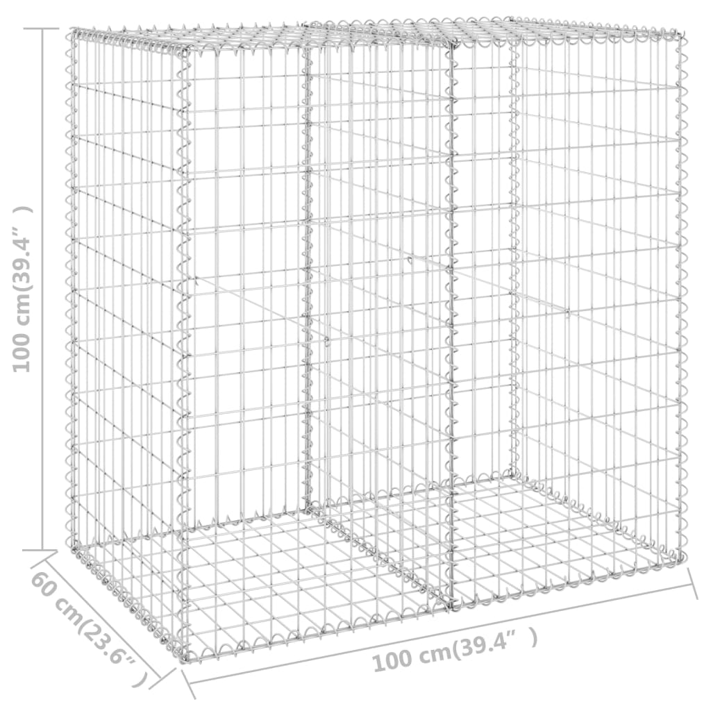 vidaXL Gabionski zid s poklopcima od pocinčanog čelika 100x60x100 cm