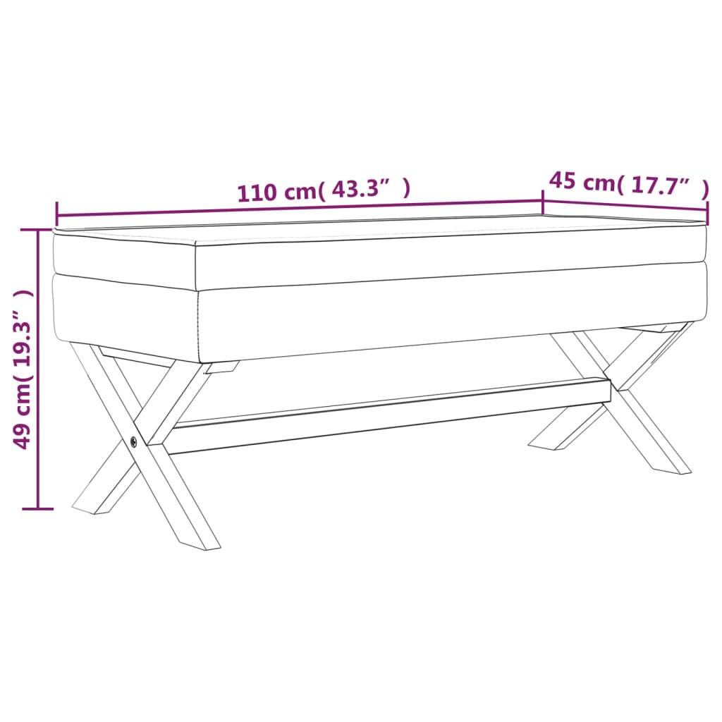 vidaXL Tabure za pohranu plavi 110 x 45 x 49 cm baršunasti