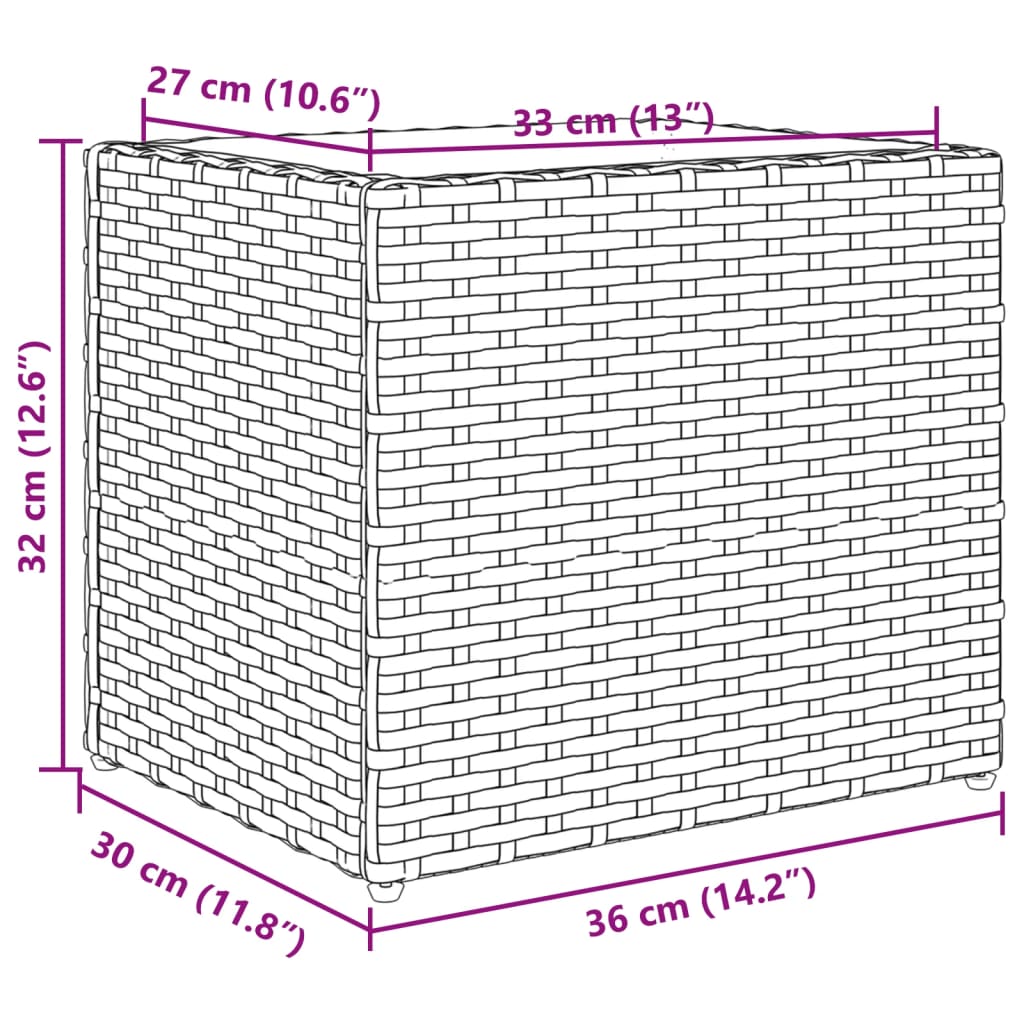 vidaXL Vrtna sadilica smeđa 36 x 30 x 32 cm od poliratana