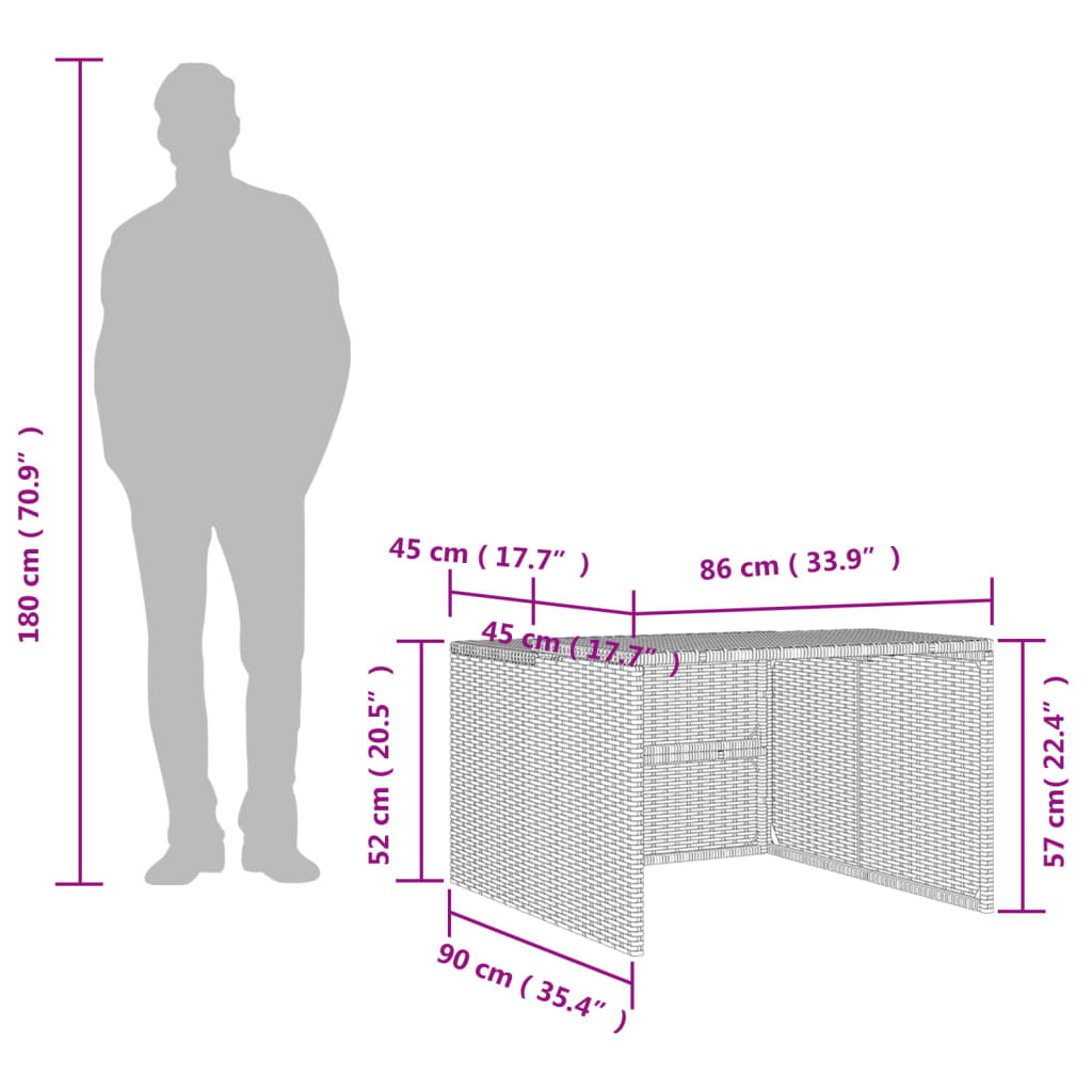 vidaXL Garaža za robotsku kosilicu siva 86x90x52/57 cm od poliratana