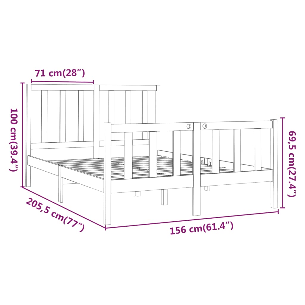 vidaXL Okvir za krevet masivna borovina boja meda 150x200 cm King