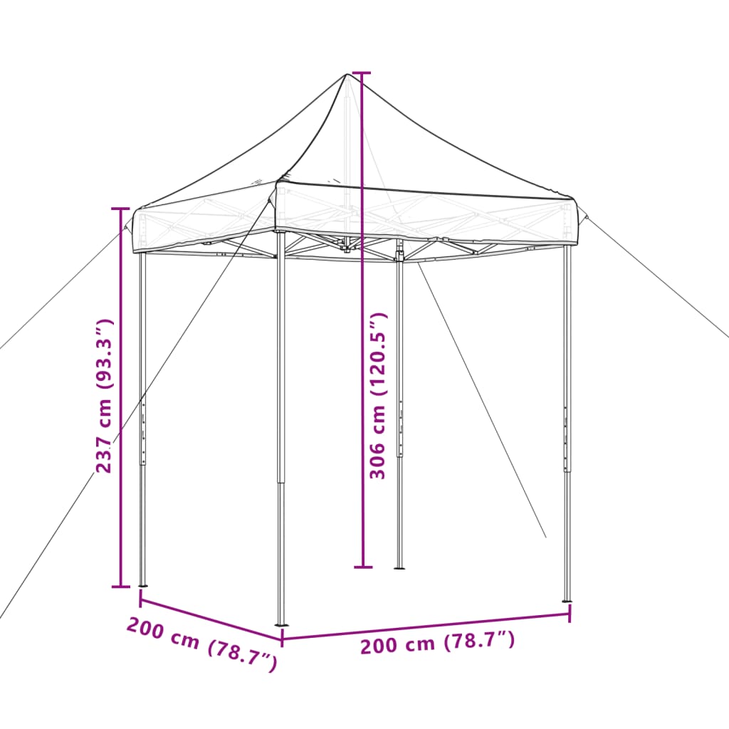 vidaXL Sklopivi prigodni šator za zabave crni 200x200x306 cm