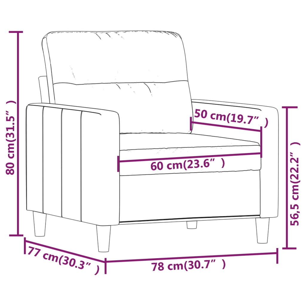 vidaXL Fotelja tamnosiva 60 cm tkanina