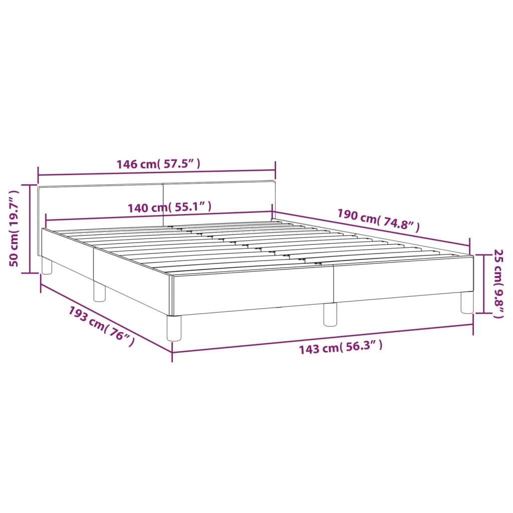 vidaXL Okvir za krevet bez madraca svjetlosivi 140 x 190 cm od tkanine