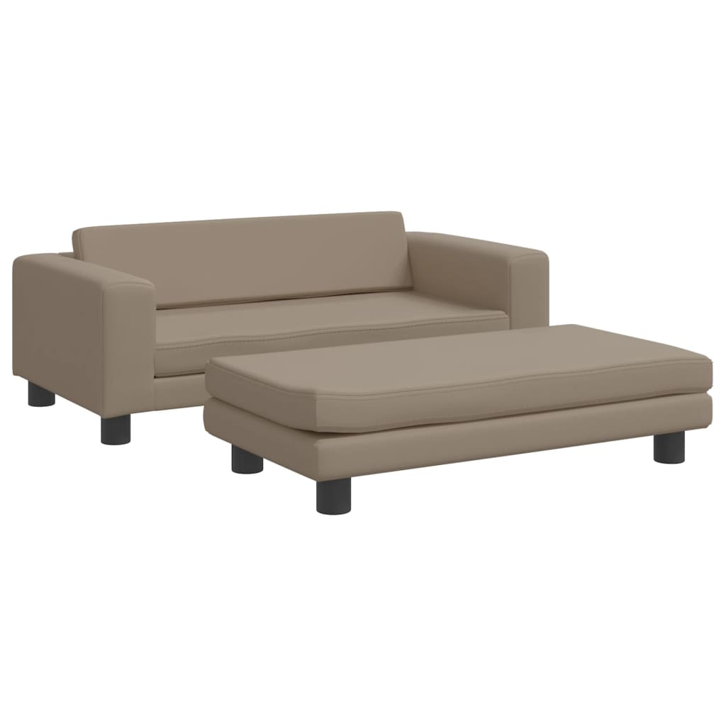 vidaXL Dječja sofa s tabureom cappuccina 100x50x30 cm od umjetne kože