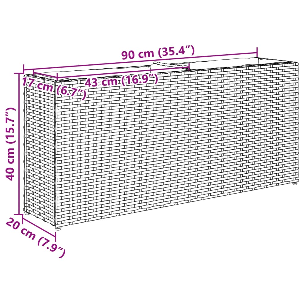 vidaXL Vrtne sadilice s 2 posude 2 kom smeđe 90 x 20 x 40 cm poliratan