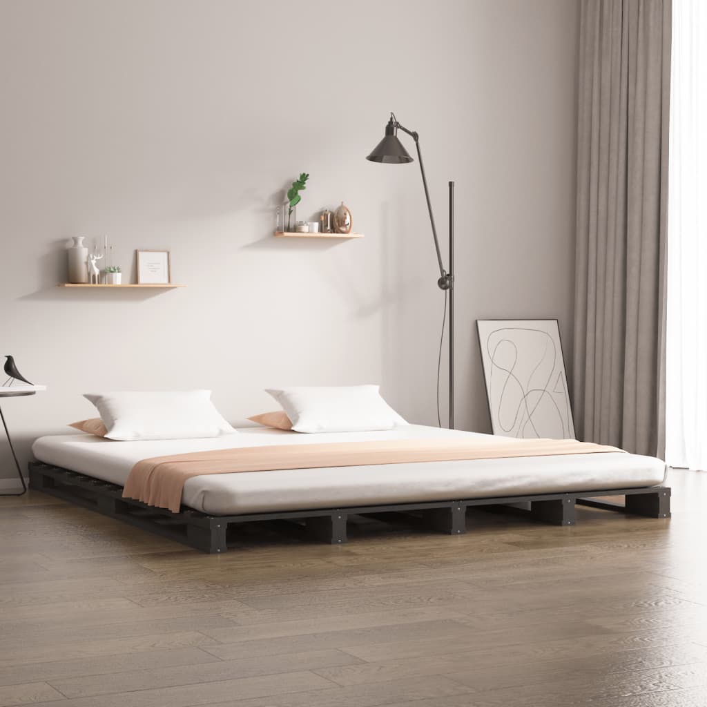 vidaXL Krevet od paleta sivi 160 x 200 cm od masivne borovine