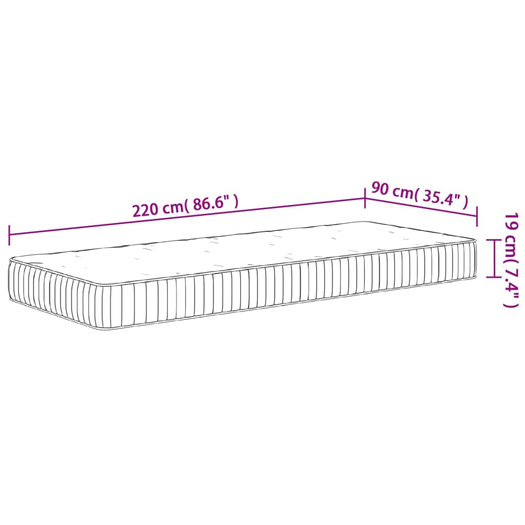 vidaXL Madrac s džepičastim oprugama srednji 90x220 cm