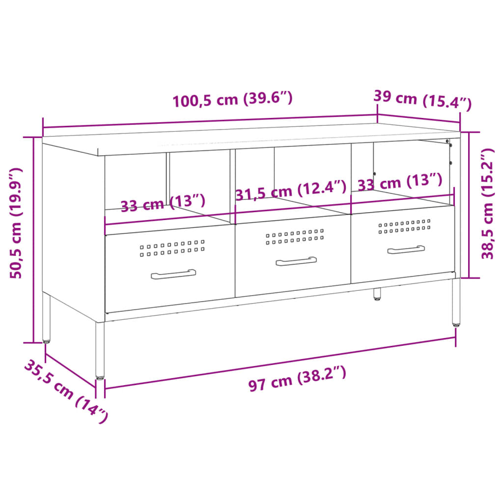 vidaXL TV ormarić boja senfa 100,5 x 39 x 50,5 cm čelični