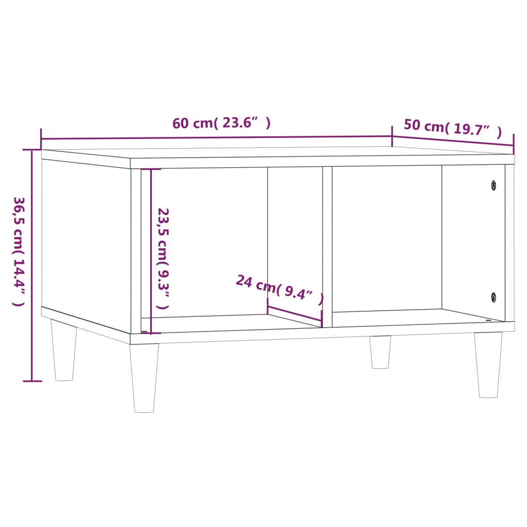 vidaXL Stolić za kavu smeđa boja hrasta 60x50x36,5cm konstruirano drvo