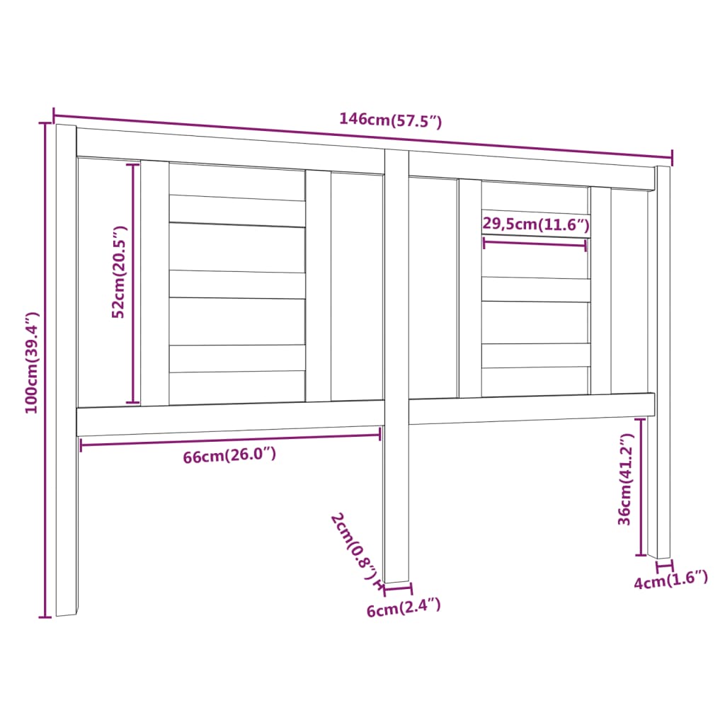 vidaXL Uzglavlje za krevet boja meda 146 x 4 x 100 cm masivna borovina