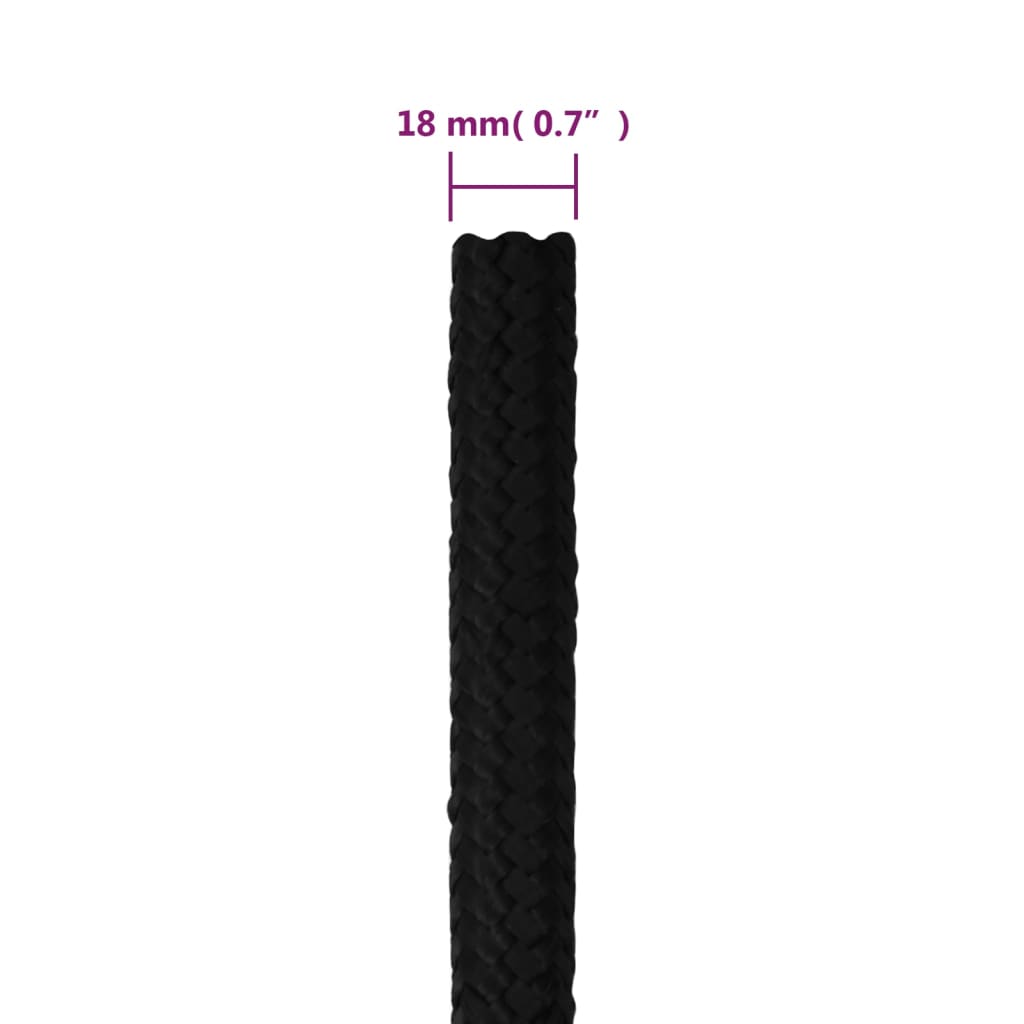 vidaXL Radno uže crno 18 mm 100 m poliestersko