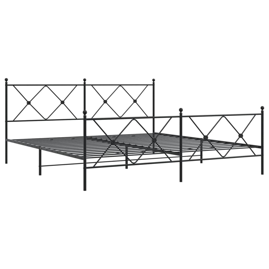 vidaXL Metalni okvir kreveta uzglavlje i podnožje crni 180x200 cm