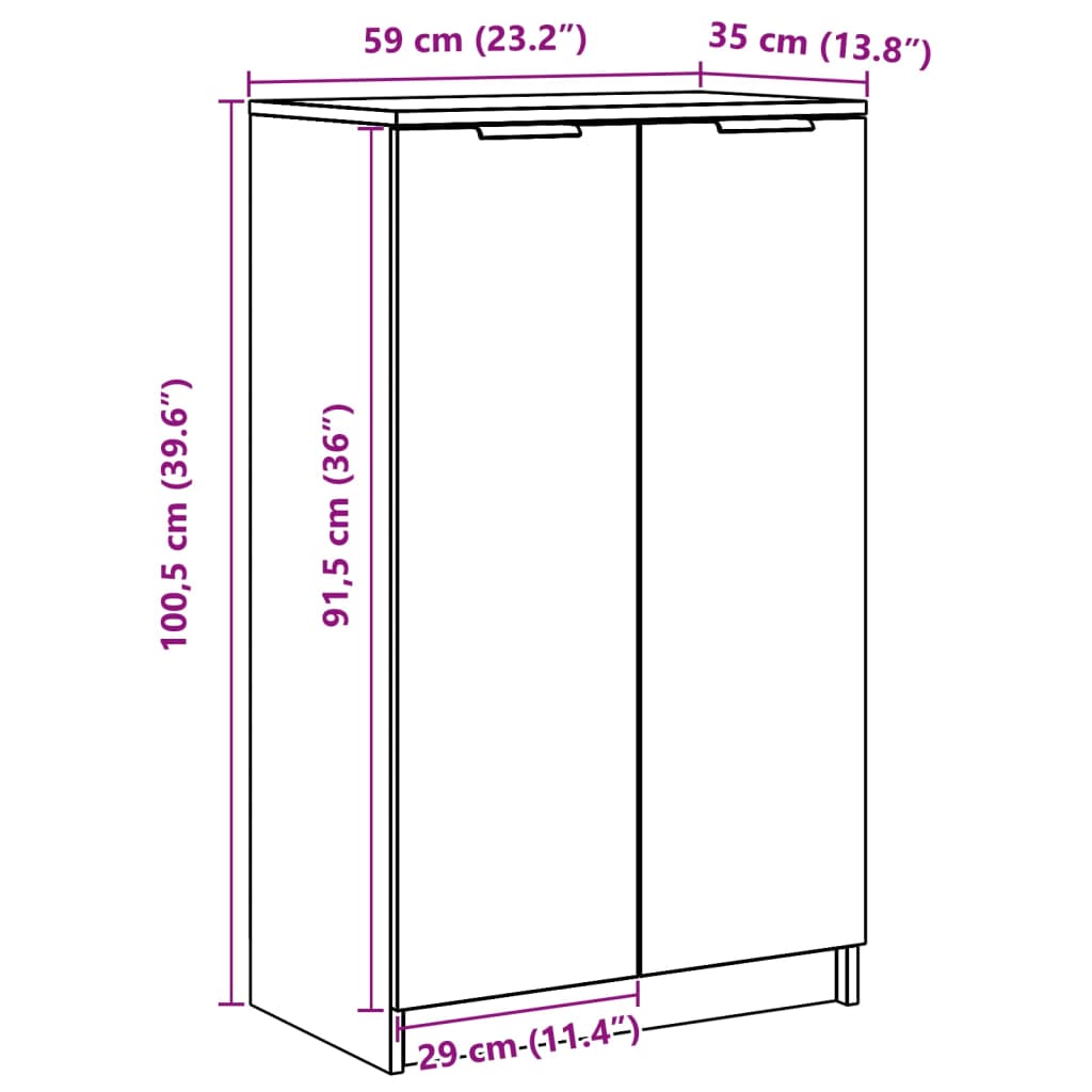 vidaXL Ormarić za cipele dimljeni hrast 59x35x100 cm konstruirano drvo