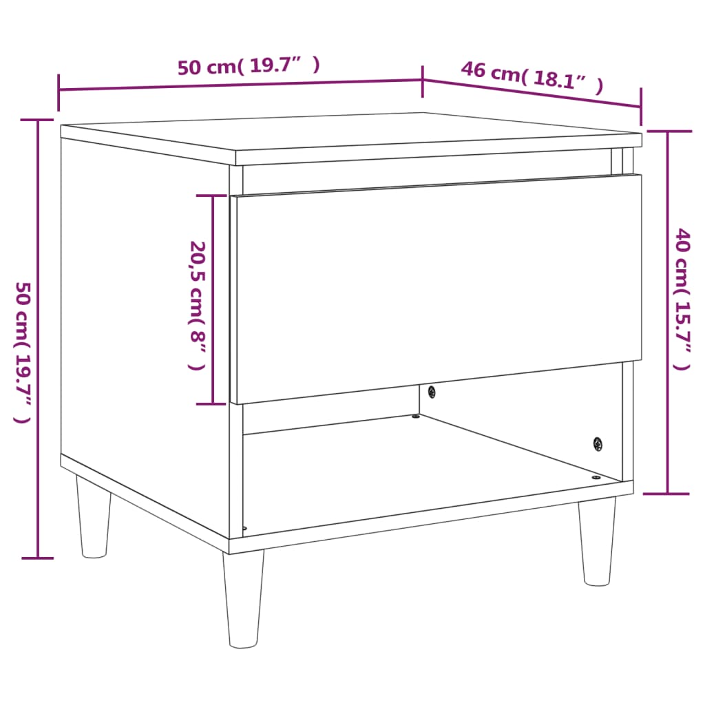 vidaXL Noćni ormarići 2 kom boja betona 50x46x50 cm konstruirano drvo