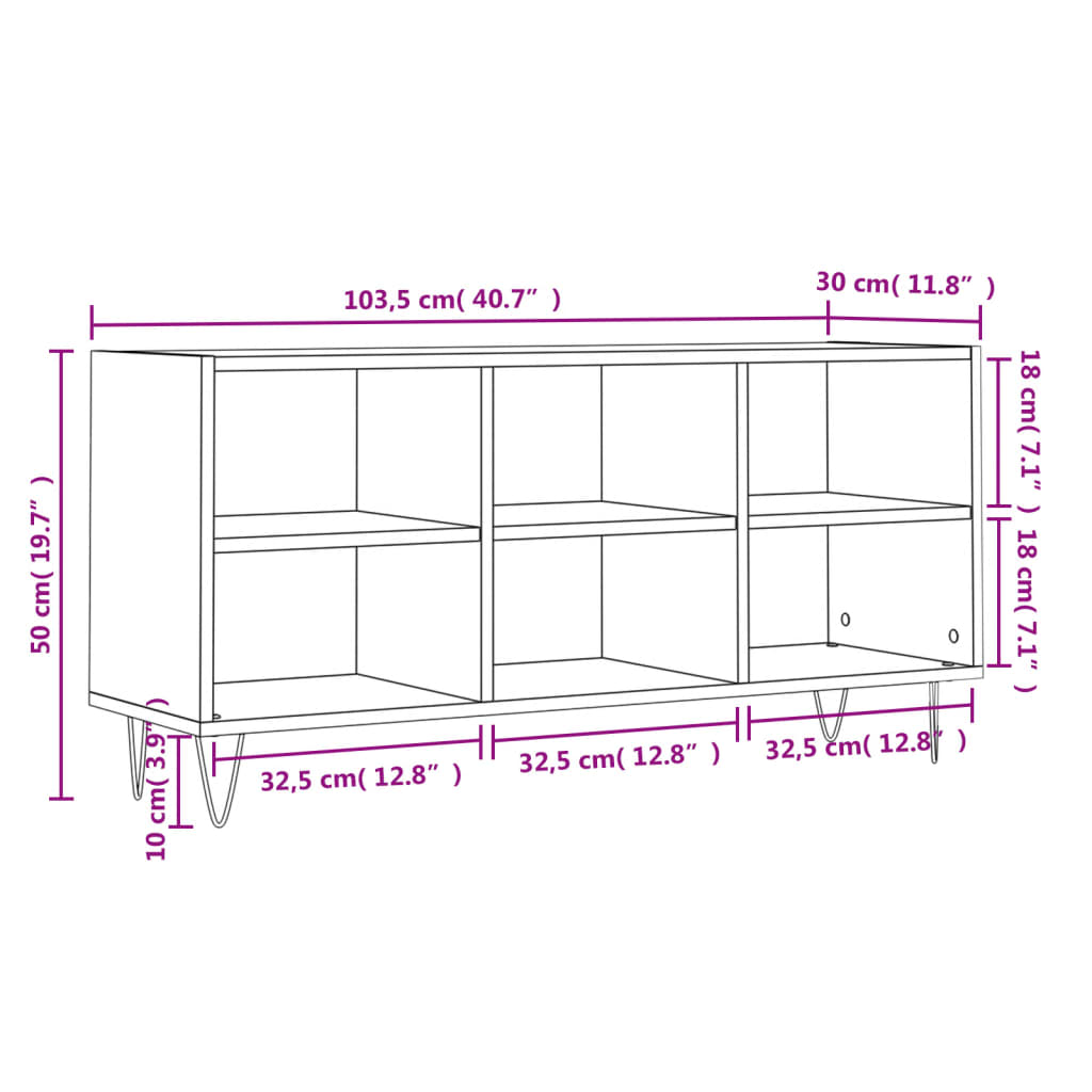 vidaXL TV ormarić crni 103,5 x 30 x 50 cm od konstruiranog drva