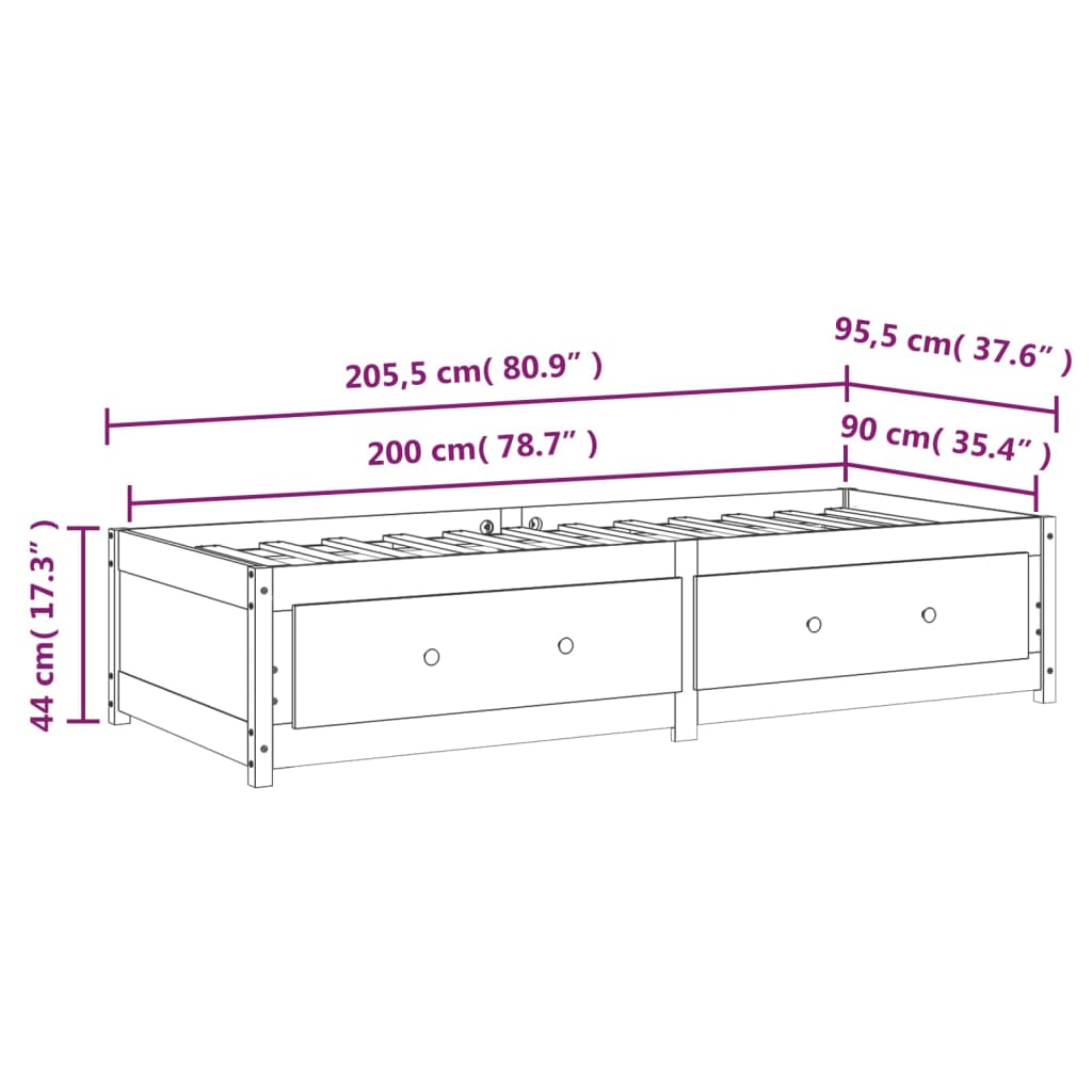 vidaXL Dnevni ležaj smeđa boja meda 90x200 cm od masivne borovine